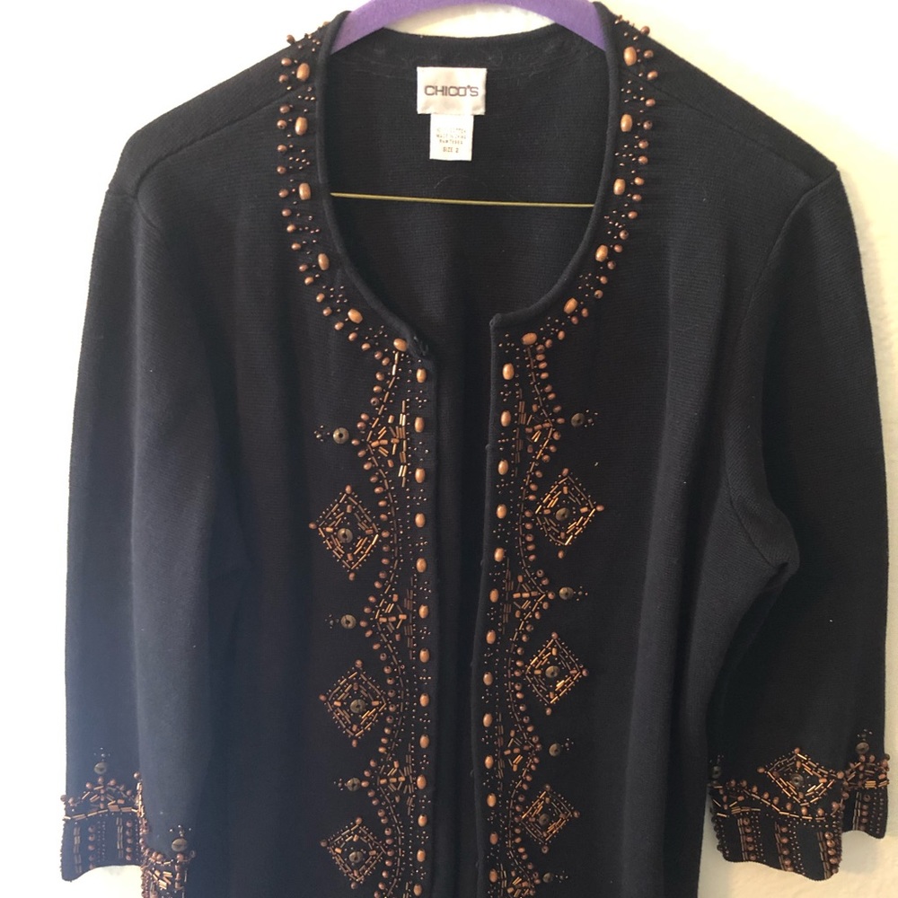 SOLD: Black Cardigan with Beaded Detail